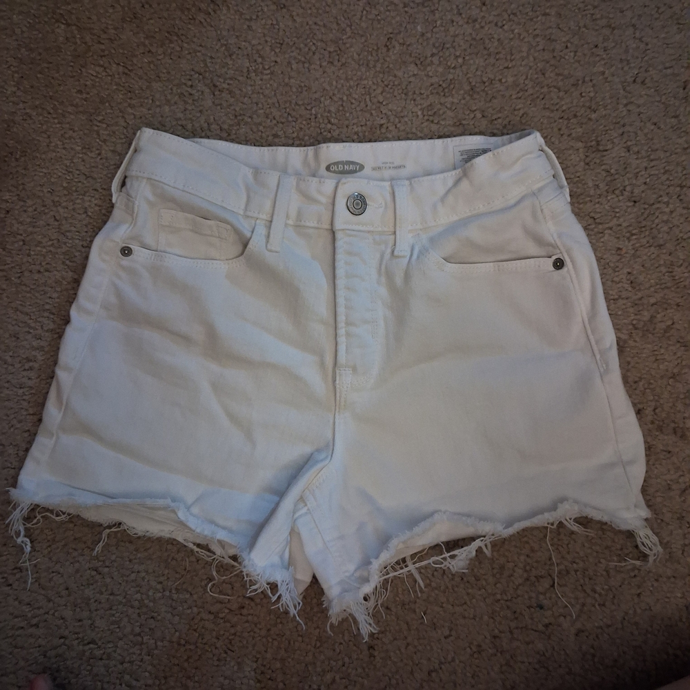Old Navy White Jean Shorts Distressed Frayed Hem